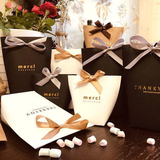 Black White Bronzing French Merci Paper Candy Bag