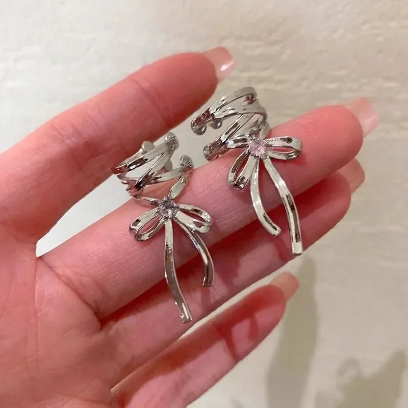 Pink Butterfly Ear Cuff Earrings For Women Girls Fashion