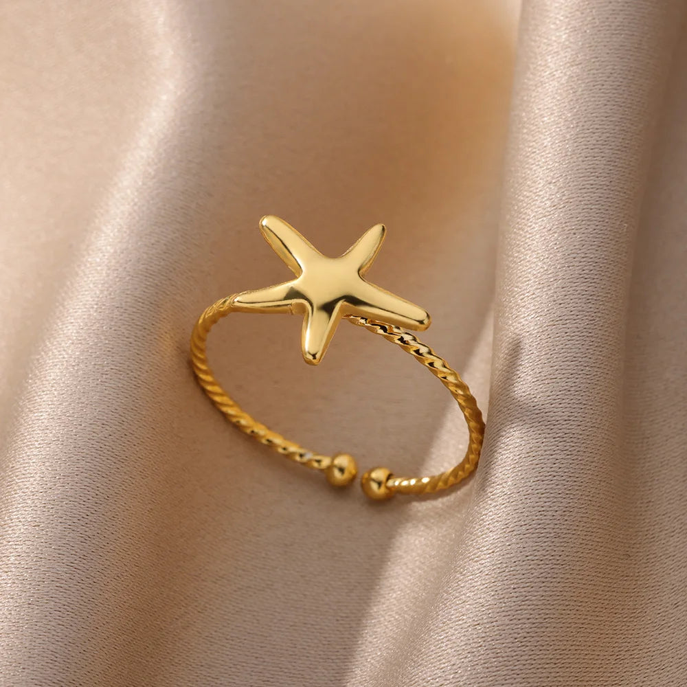 Stainless Steel Rings for Women Waterproof Open Gold