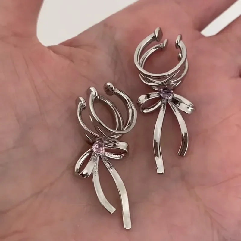 Pink Butterfly Ear Cuff Earrings For Women Girls Fashion