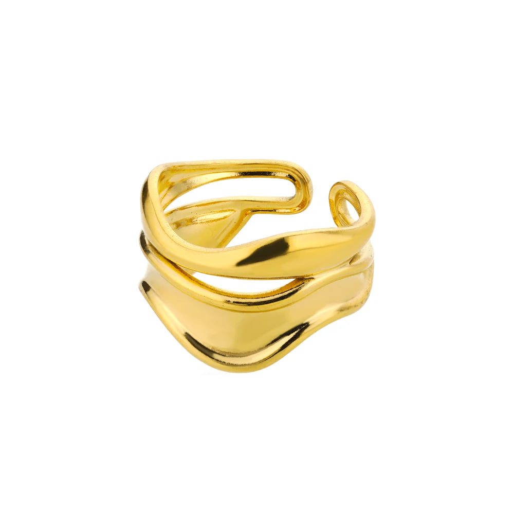Stainless Steel Rings for Women Waterproof Open Gold