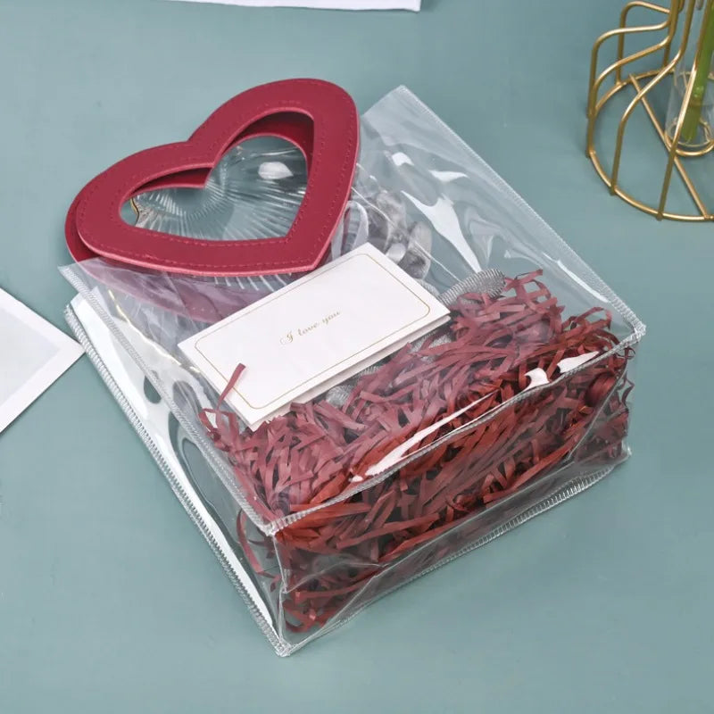 Clear Heart Gift Bags PVC Packing Bag with Handle