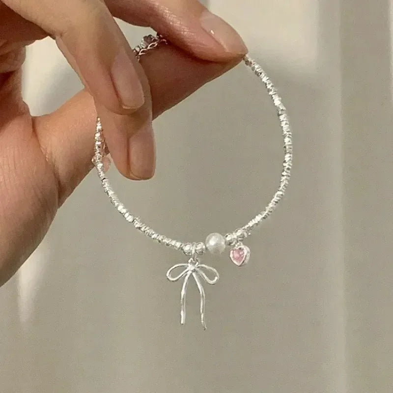 Sterling Silver Bracelet Necklace Set for Women Pearl