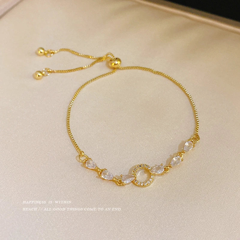 New Luxury Gold Zircon Bracelet for Women Elegant