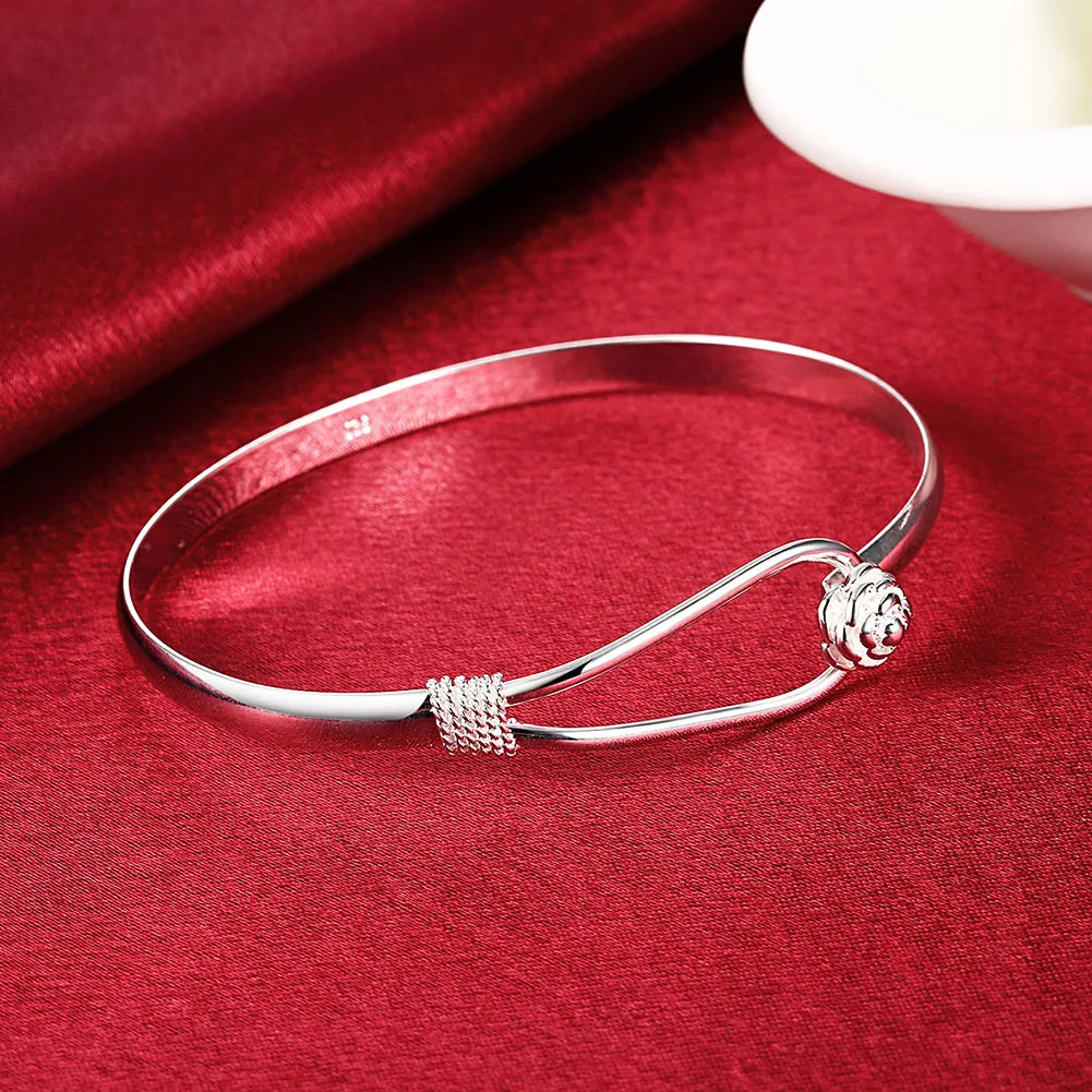 Fine Silver Color Charm Flower Necklace Women Retro Set
