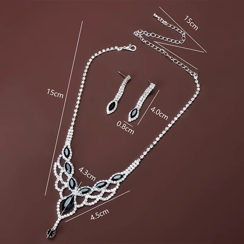 Minimalist Rhinestone Necklace And Earrings Set