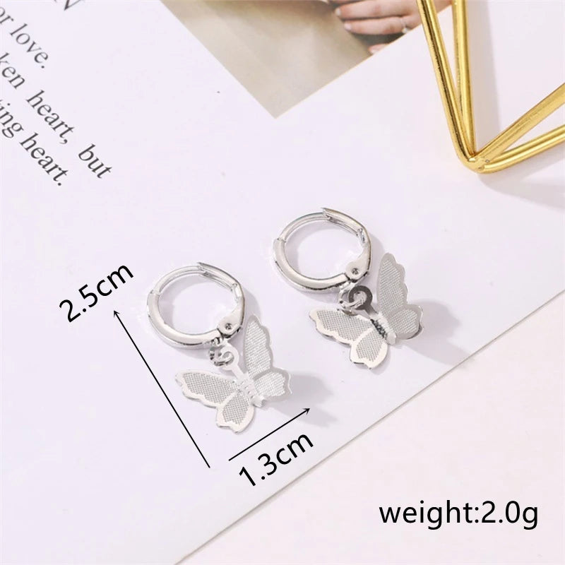 Korean Rhinestone Butterfly Stud Earrings For Women Cute