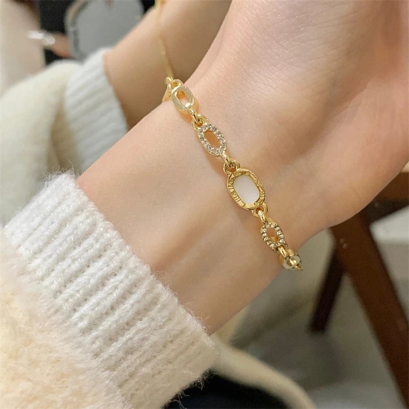 New Luxury Gold Zircon Bracelet for Women Elegant