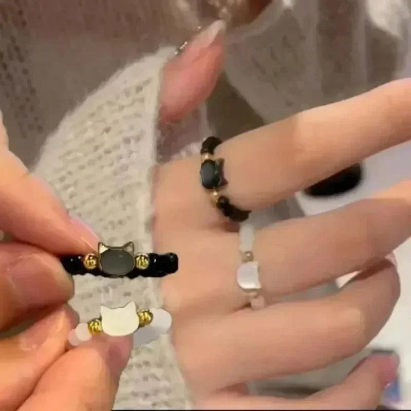 Natural Moonstone Obsidian Rings Beads Minimalist Fidget