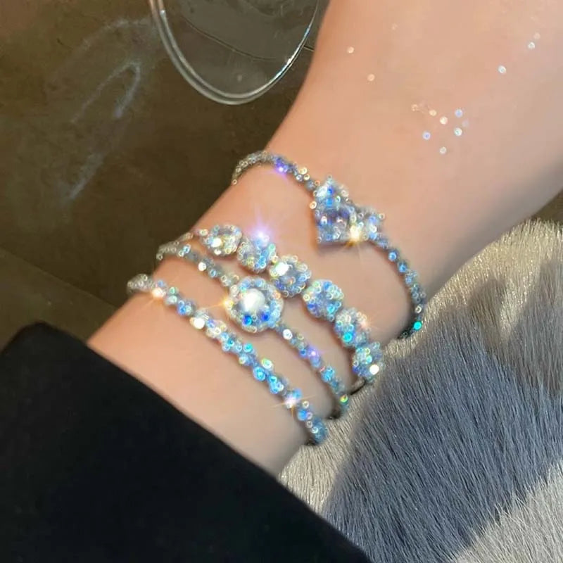 Luxury Crystal Zircon Heart Chain Bracelets Women Exquisite