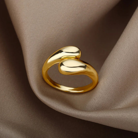Stainless Steel Rings for Women Waterproof Open Gold