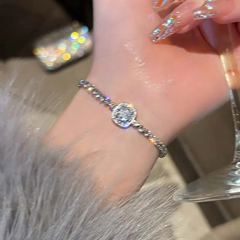 Luxury Crystal Zircon Heart Chain Bracelets Women Exquisite