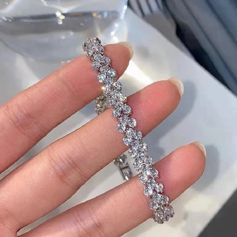 Luxury Crystal Zircon Heart Chain Bracelets Women Exquisite