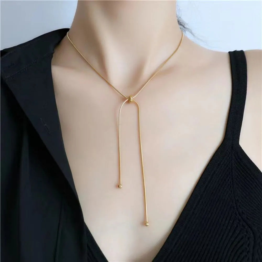 Personalized Snake Chain Adjustable Y Necklace