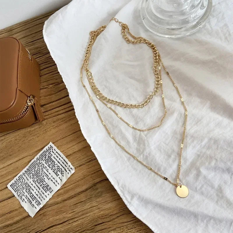 Multilayer Pendant Necklace on Neck Chain Women