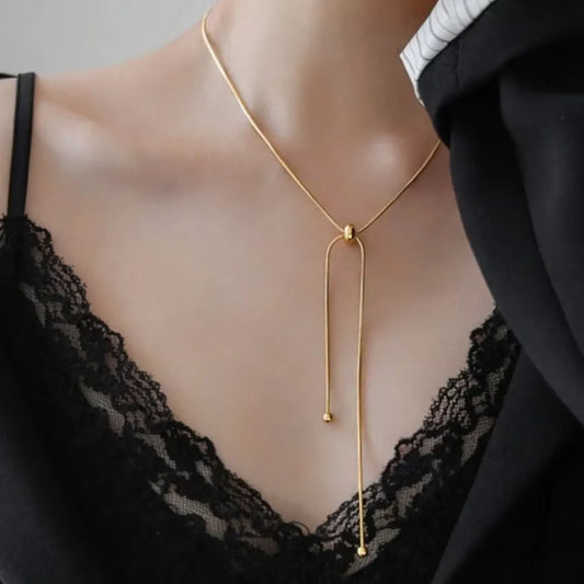 Personalized Snake Chain Adjustable Y Necklace