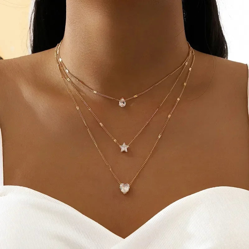 Multilayer Pendant Necklace on Neck Chain Women