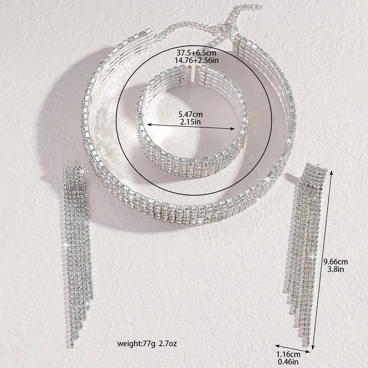 Fashion Women's Jewelry Set Tassel Rhinestone Earrings