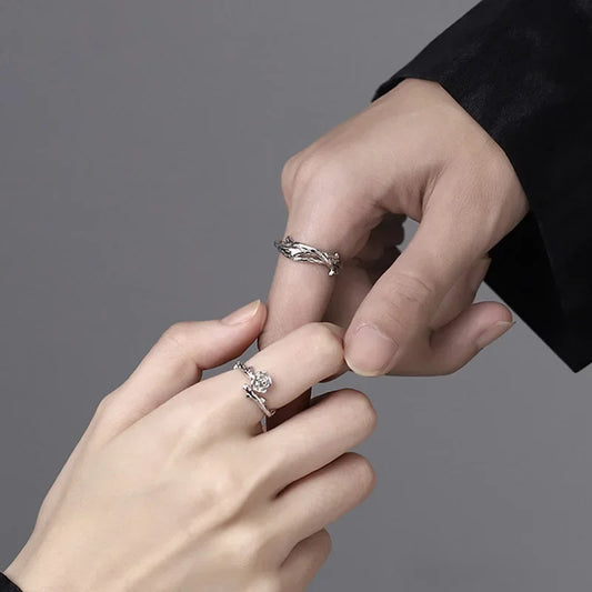 Fashion Goth Double Layer Rose Couple Rings for Men