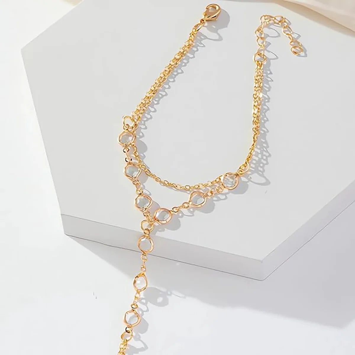 Fashion Multilayer Bracelet Ring Crystal Luxury Finger Bracelet