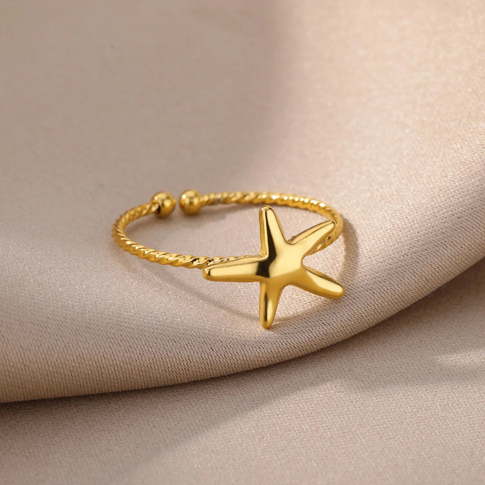Stainless Steel Rings for Women Waterproof Open Gold