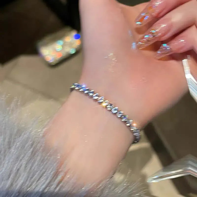 Luxury Crystal Zircon Heart Chain Bracelets Women Exquisite