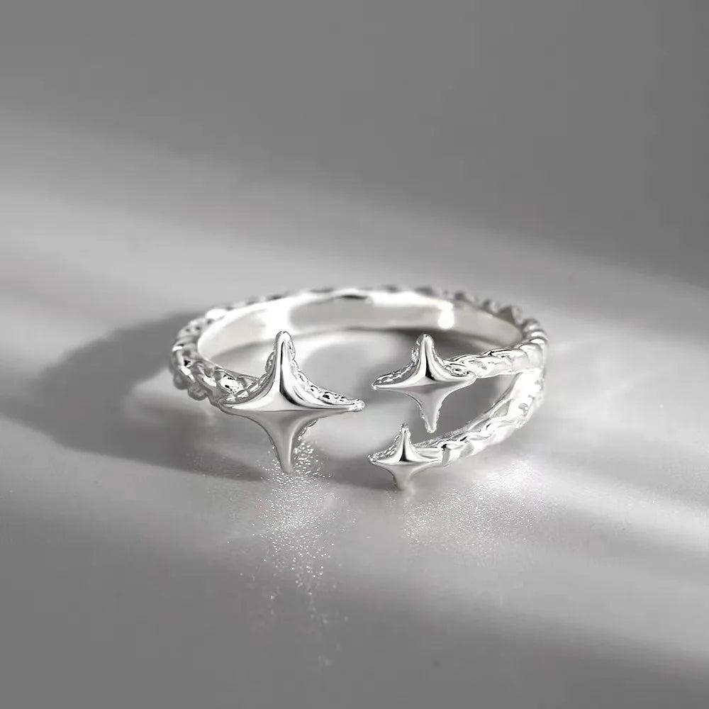 Stainless Steel Crystal Crown Adjustable Ring Irregular
