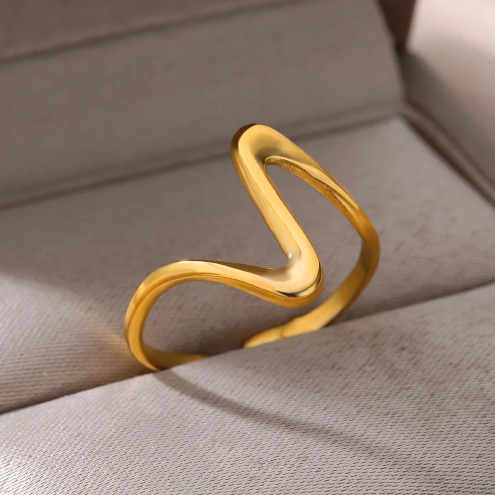 Stainless Steel Rings for Women Waterproof Open Gold