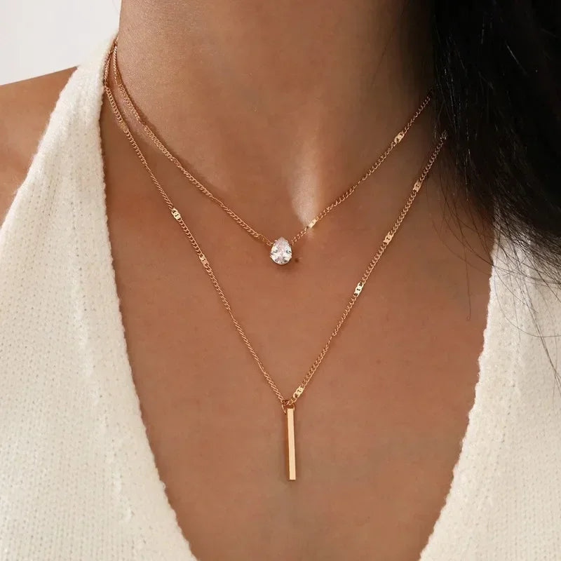 Multilayer Pendant Necklace on Neck Chain Women