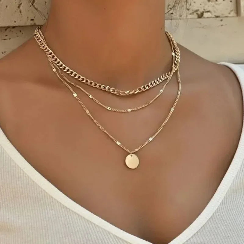 Multilayer Pendant Necklace on Neck Chain Women