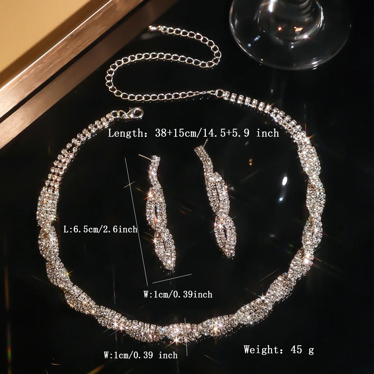 Women's Elegant Rhinestone Necklace & Dangle