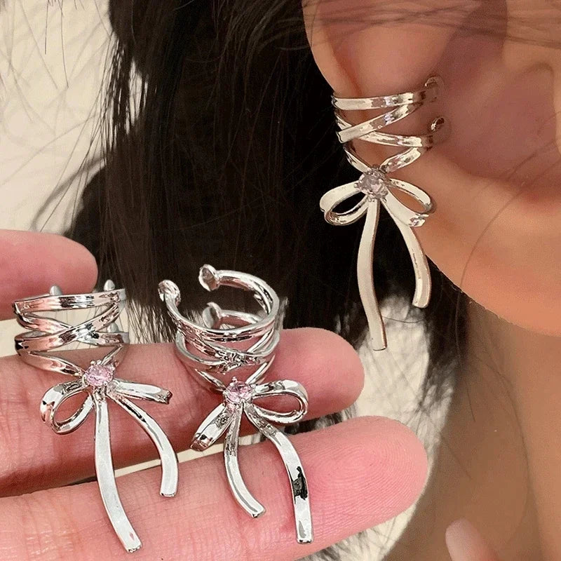 Pink Butterfly Ear Cuff Earrings For Women Girls Fashion