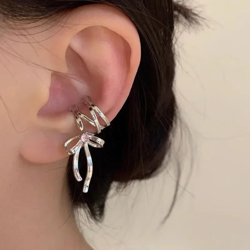Pink Butterfly Ear Cuff Earrings For Women Girls Fashion