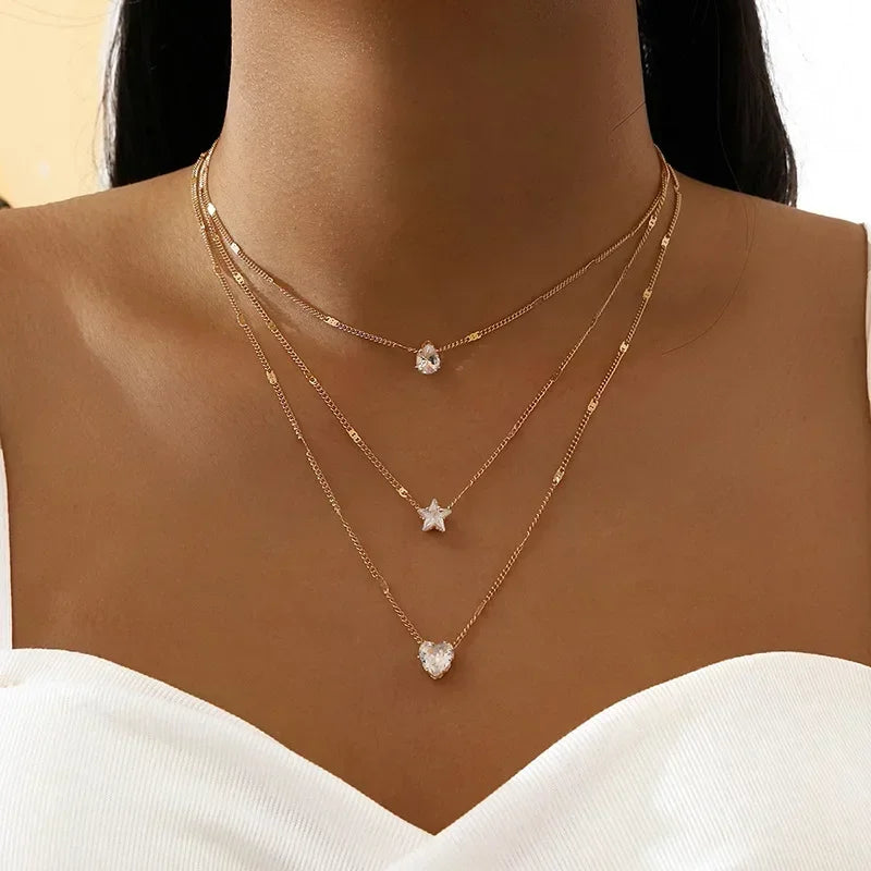 Multilayer Pendant Necklace on Neck Chain Women