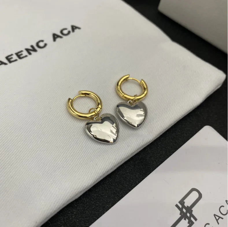 Retro Double Loop Design Drop Earrings Gold Silver Color
