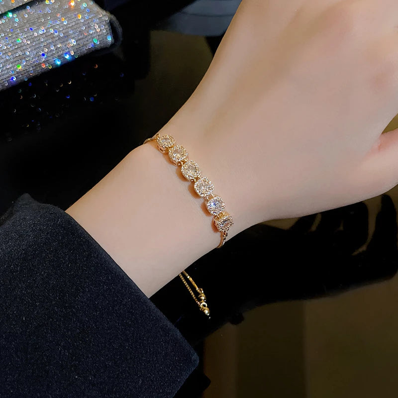 New Luxury Gold Zircon Bracelet for Women Elegant