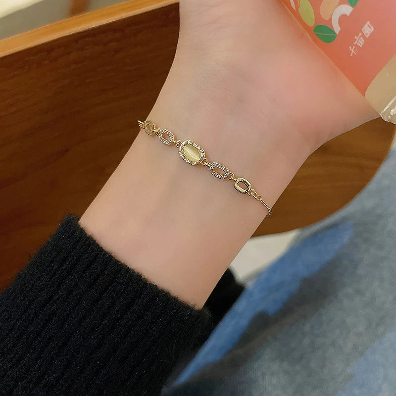 New Luxury Gold Zircon Bracelet for Women Elegant