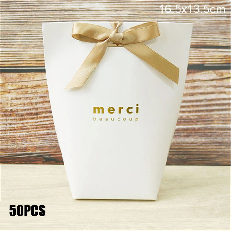 Black White Bronzing French Merci Paper Candy Bag