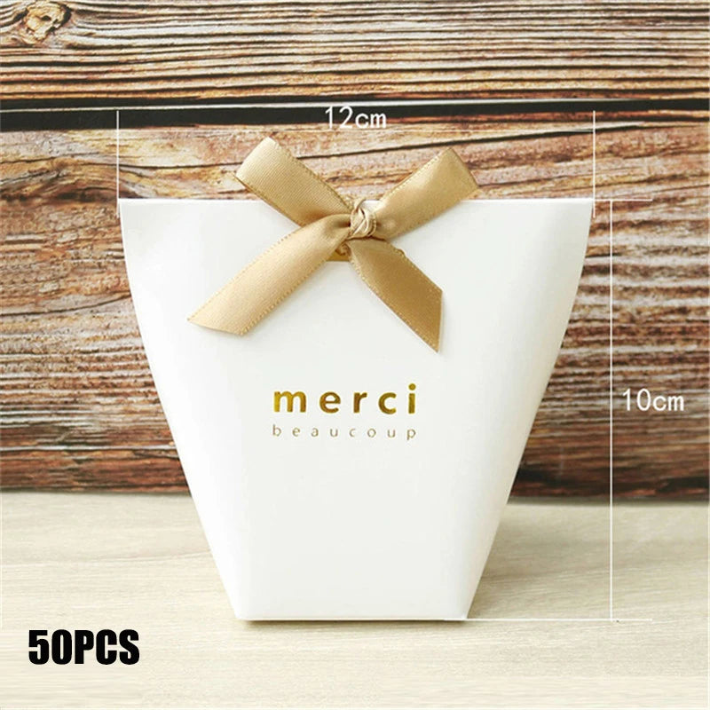 Black White Bronzing French Merci Paper Candy Bag