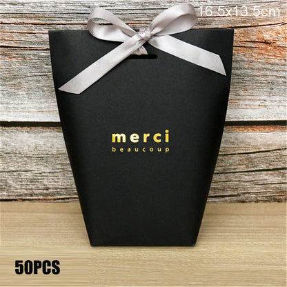Black White Bronzing French Merci Paper Candy Bag