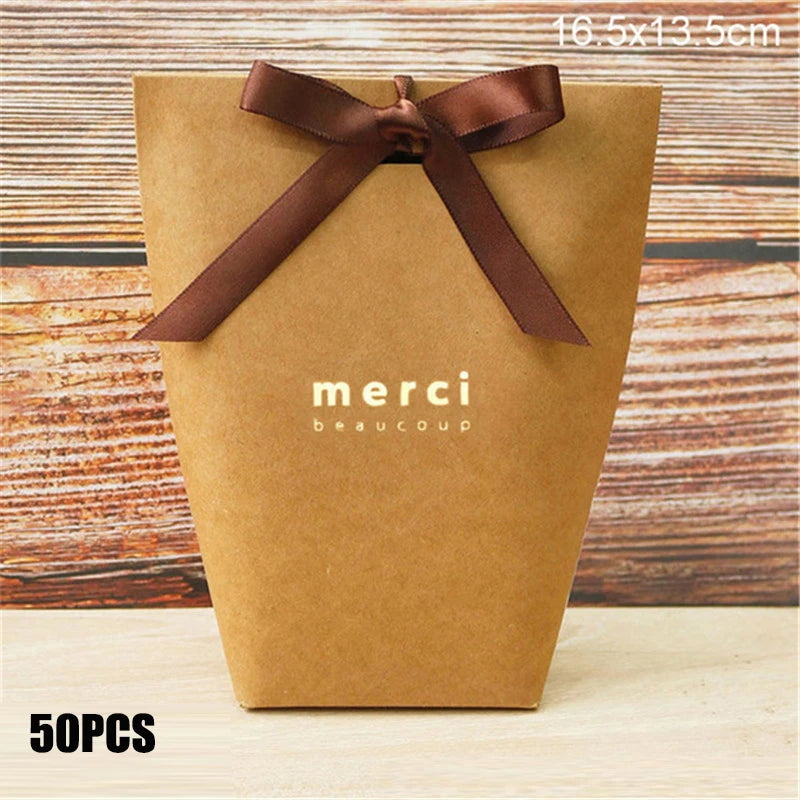 Black White Bronzing French Merci Paper Candy Bag