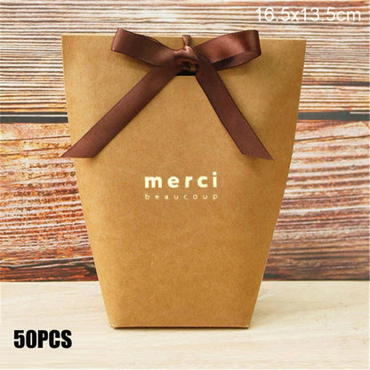 Black White Bronzing French Merci Paper Candy Bag