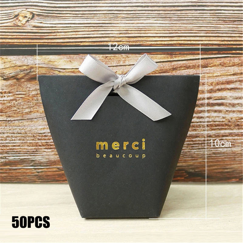Black White Bronzing French Merci Paper Candy Bag