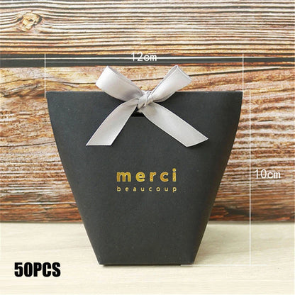 Black White Bronzing French Merci Paper Candy Bag