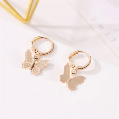 Korean Rhinestone Butterfly Stud Earrings For Women Cute