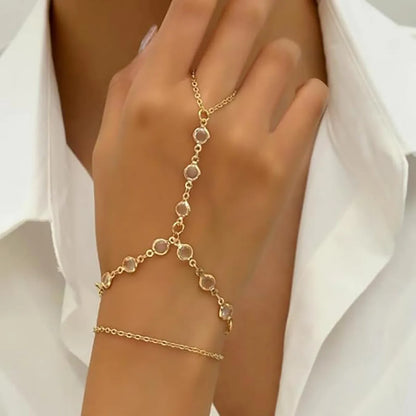 Fashion Multilayer Bracelet Ring Crystal Luxury Finger Bracelet