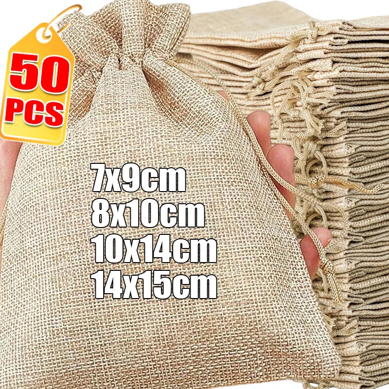 Drawstring Burlap Gift Bags Coffee Bean Linen Bag