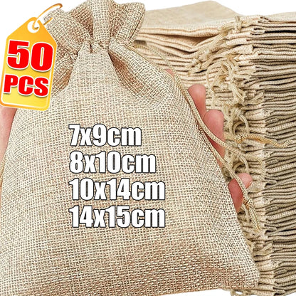 Drawstring Burlap Gift Bags Coffee Bean Linen Bag