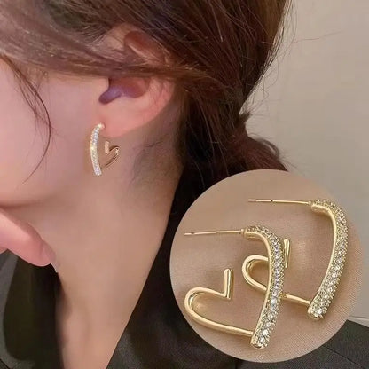 Korean Vintage Pearl Crystal Earrings For Women Jewelry