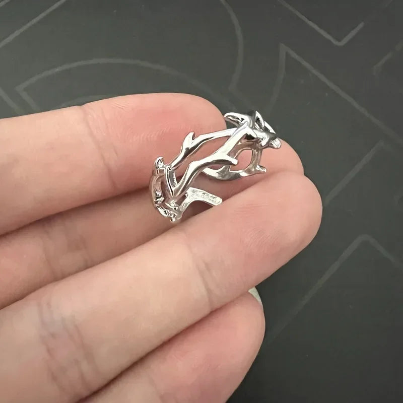 Fashion Goth Double Layer Rose Couple Rings for Men